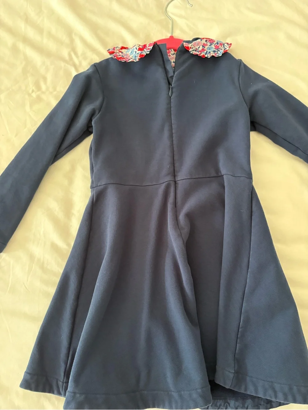 Jacadi Navy Dress with Floral Peter Pan Collar